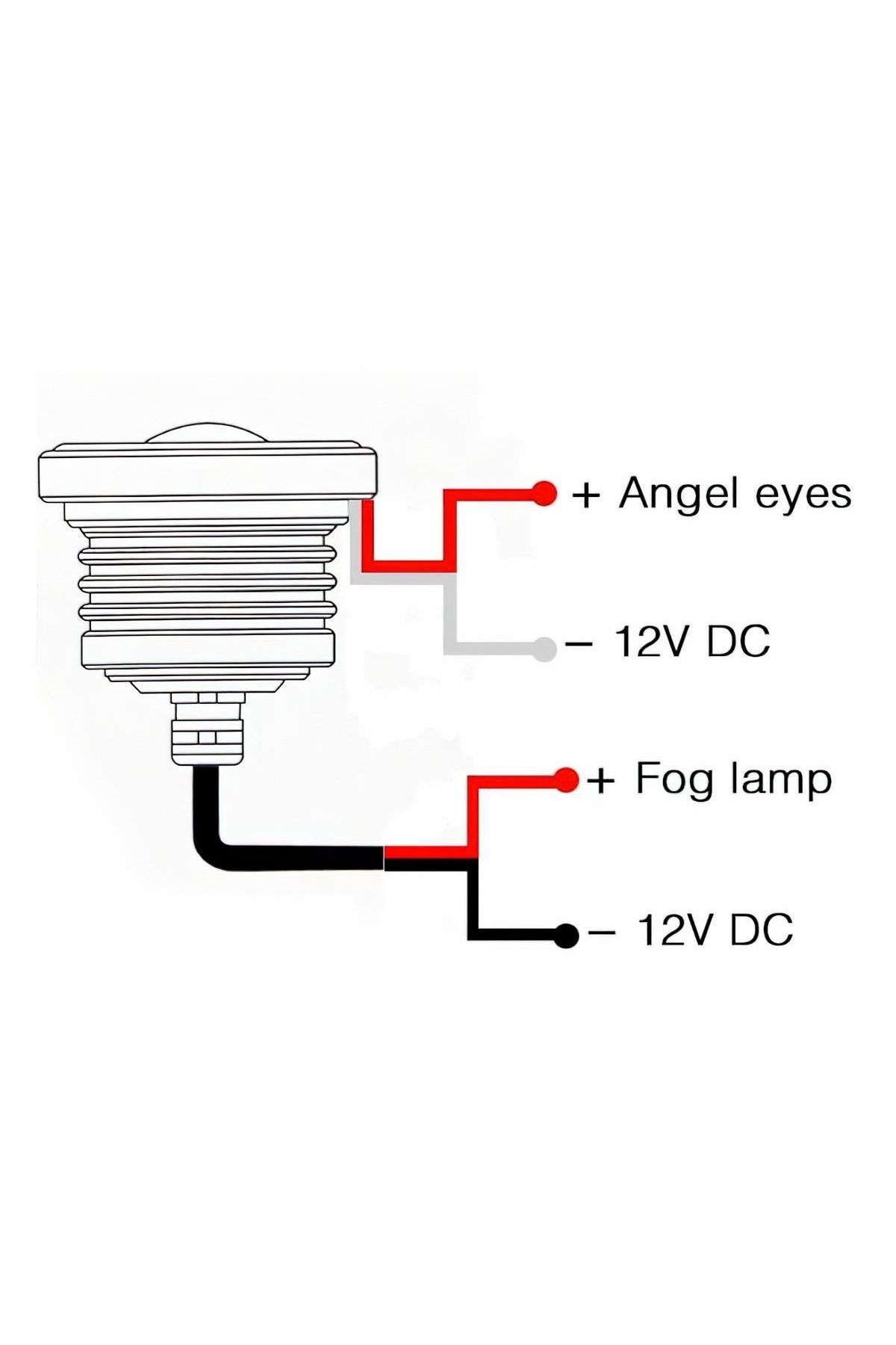 Mercekli Angel Yuvarlak Led Beyaz Sis Farı 7.6cm Metal Gövde