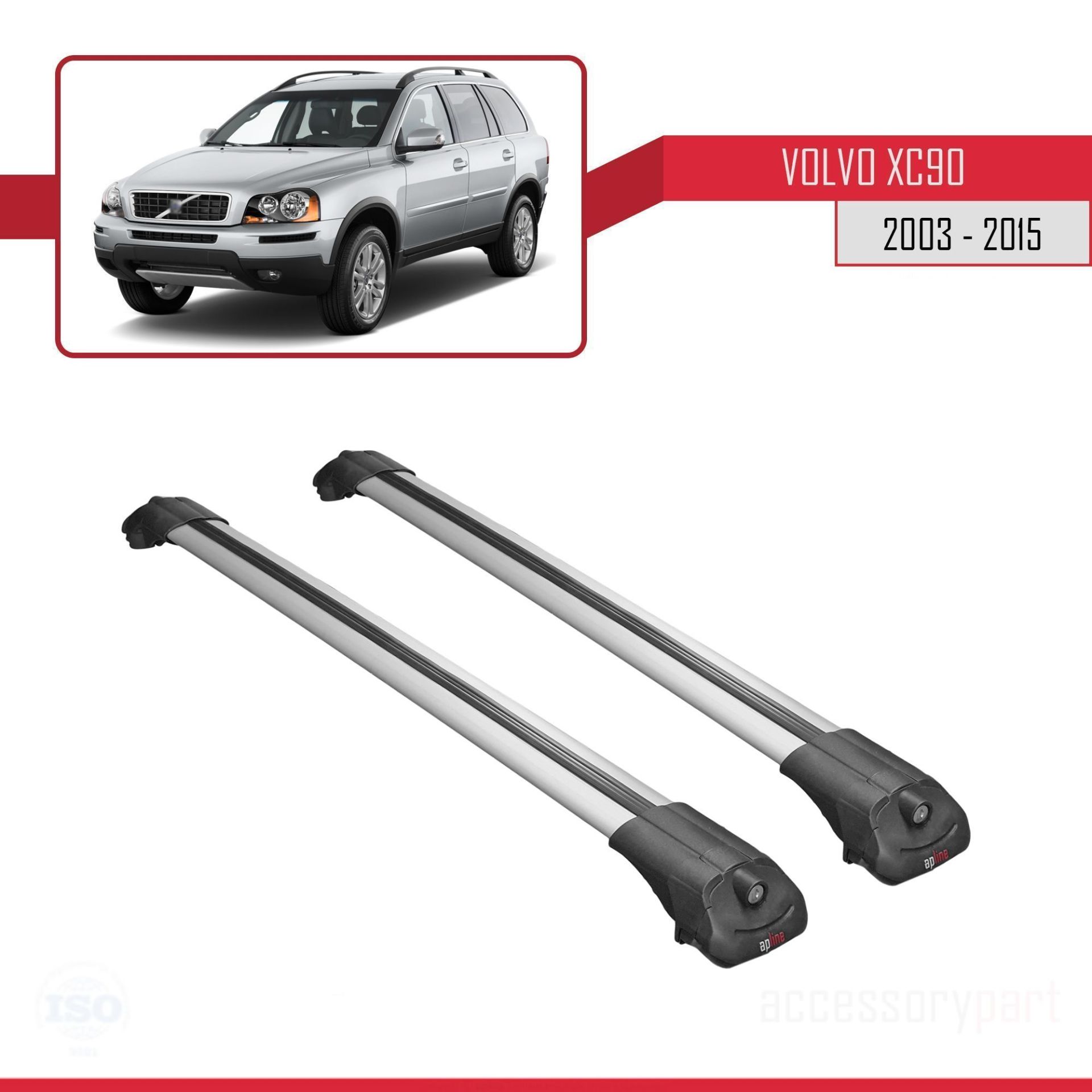 Volvo XC90 2003-2015 Arası ile uyumlu ACE-1 Ara Atkı Tavan Barı GRİ