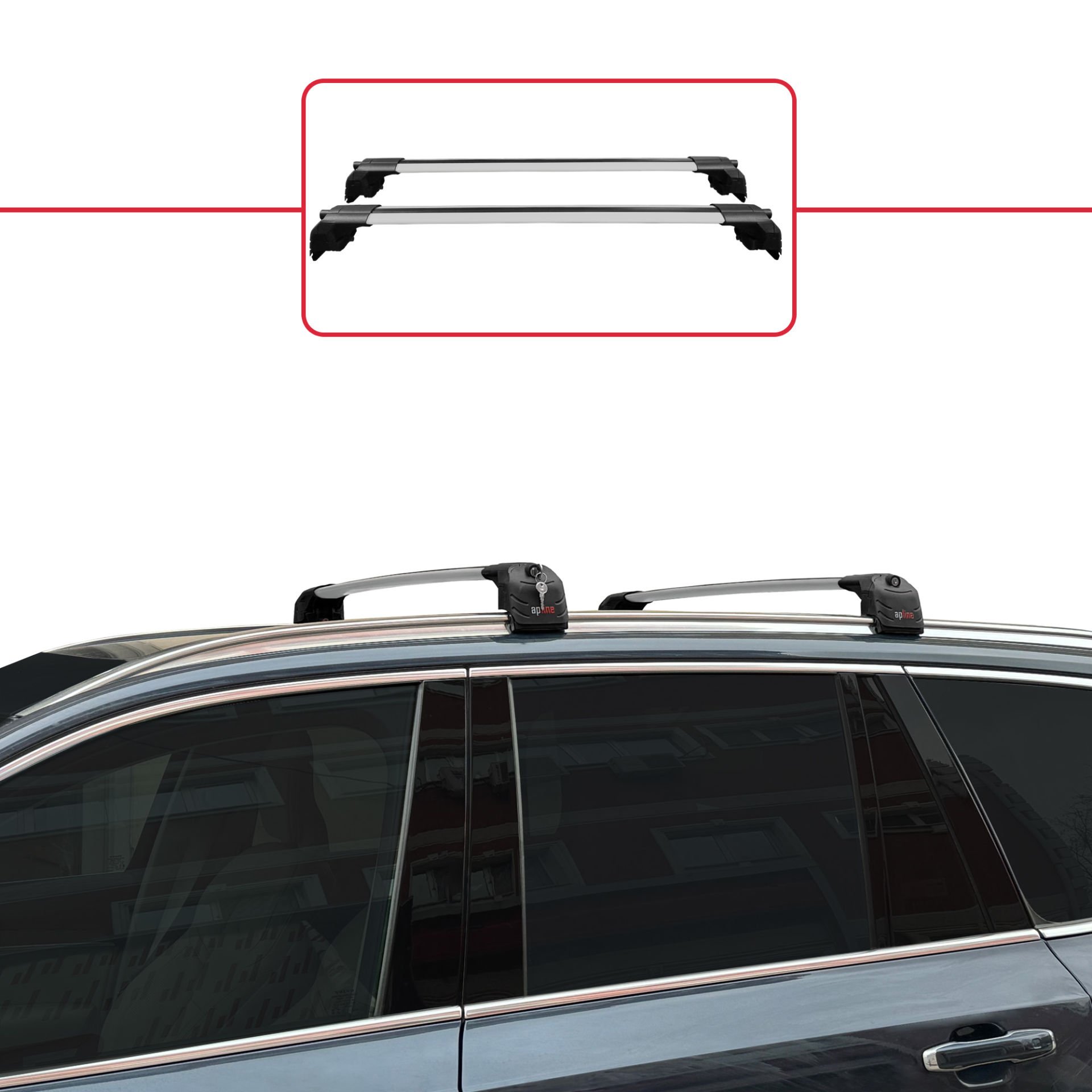 Volvo XC90 2015 ve Sonrası ile uyumlu ACE-2 Ara Atkı Tavan Barı GRİ