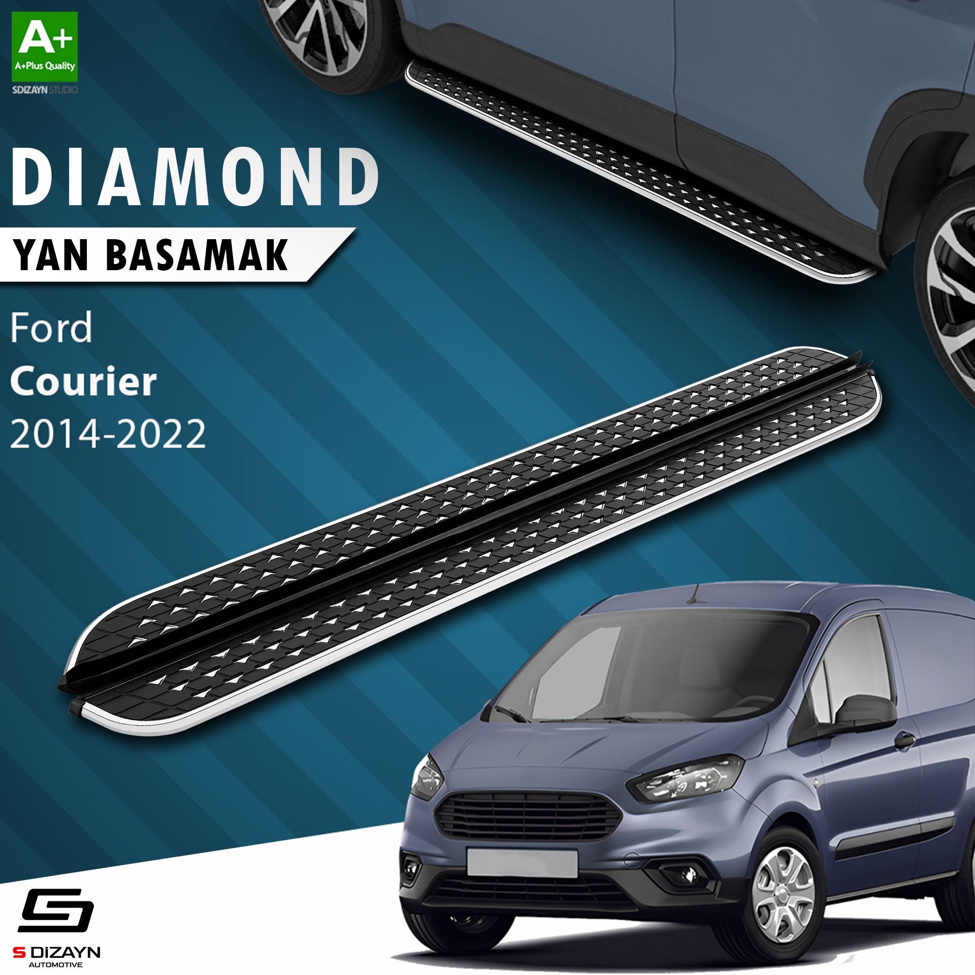 S-Dizayn Ford Courier Diamond Krom Yan Basamak 173 Cm 2014-2023
