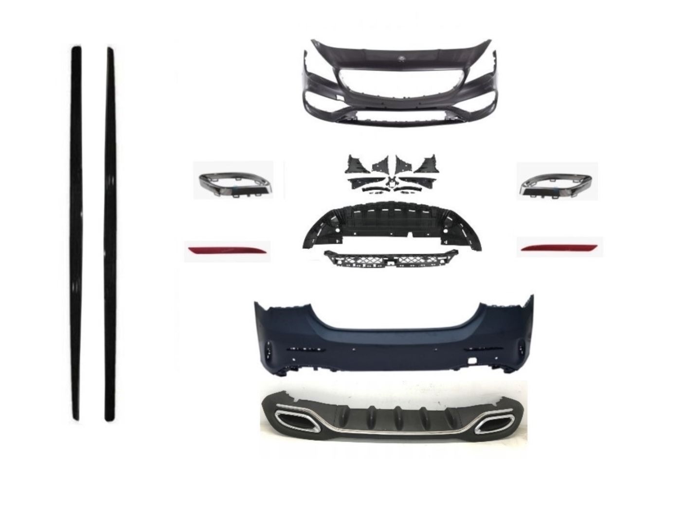 Mercedes W117 Uyumlu Cla Serisi Oem Amg Set (Ön Arka Tampon, Diamond Panjur Marşpiyel Egzozlar)