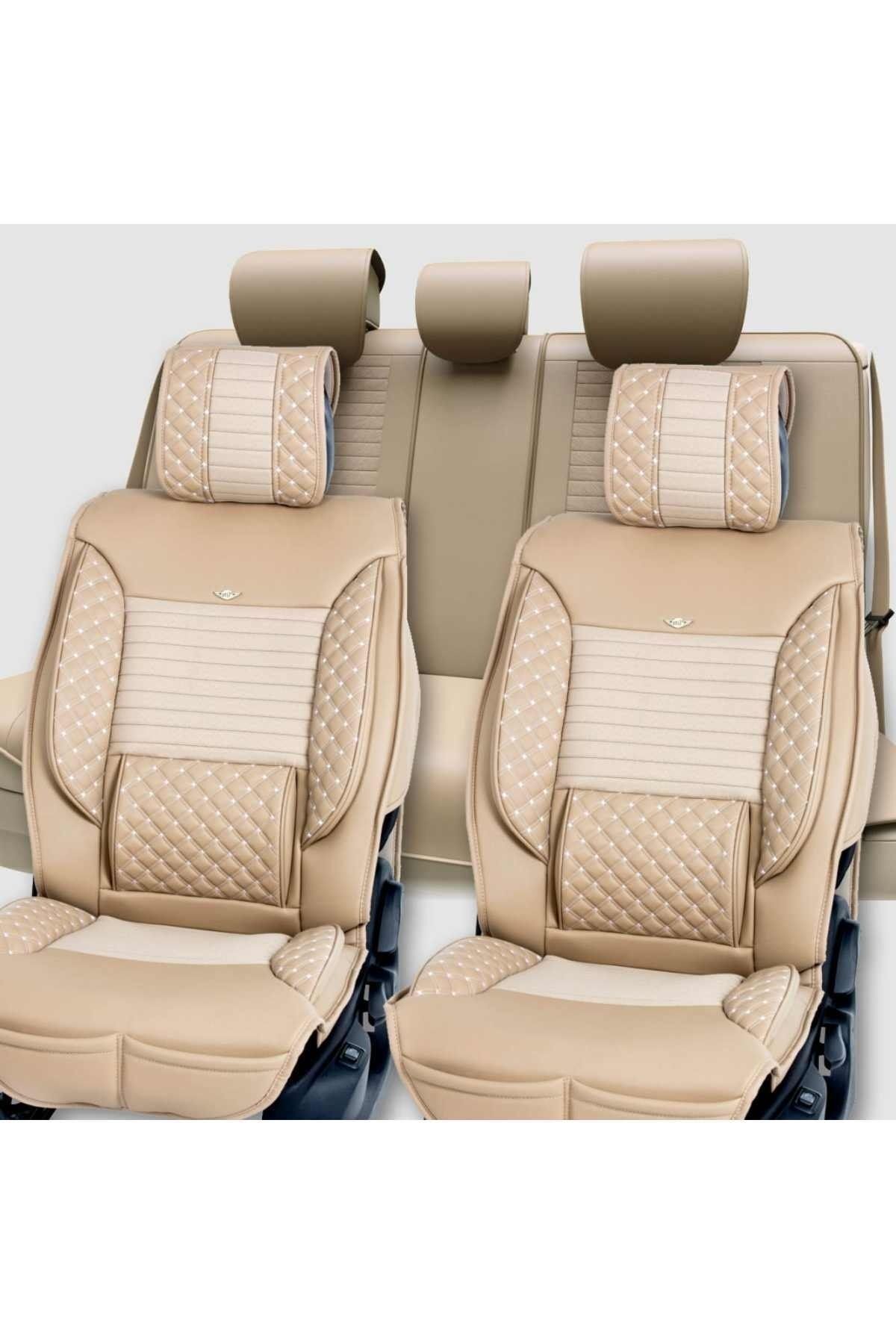 Chevrolet Cruze Sedan Lüks Deri Oto Koltuk Kılıfı Ön/arka Set Bej