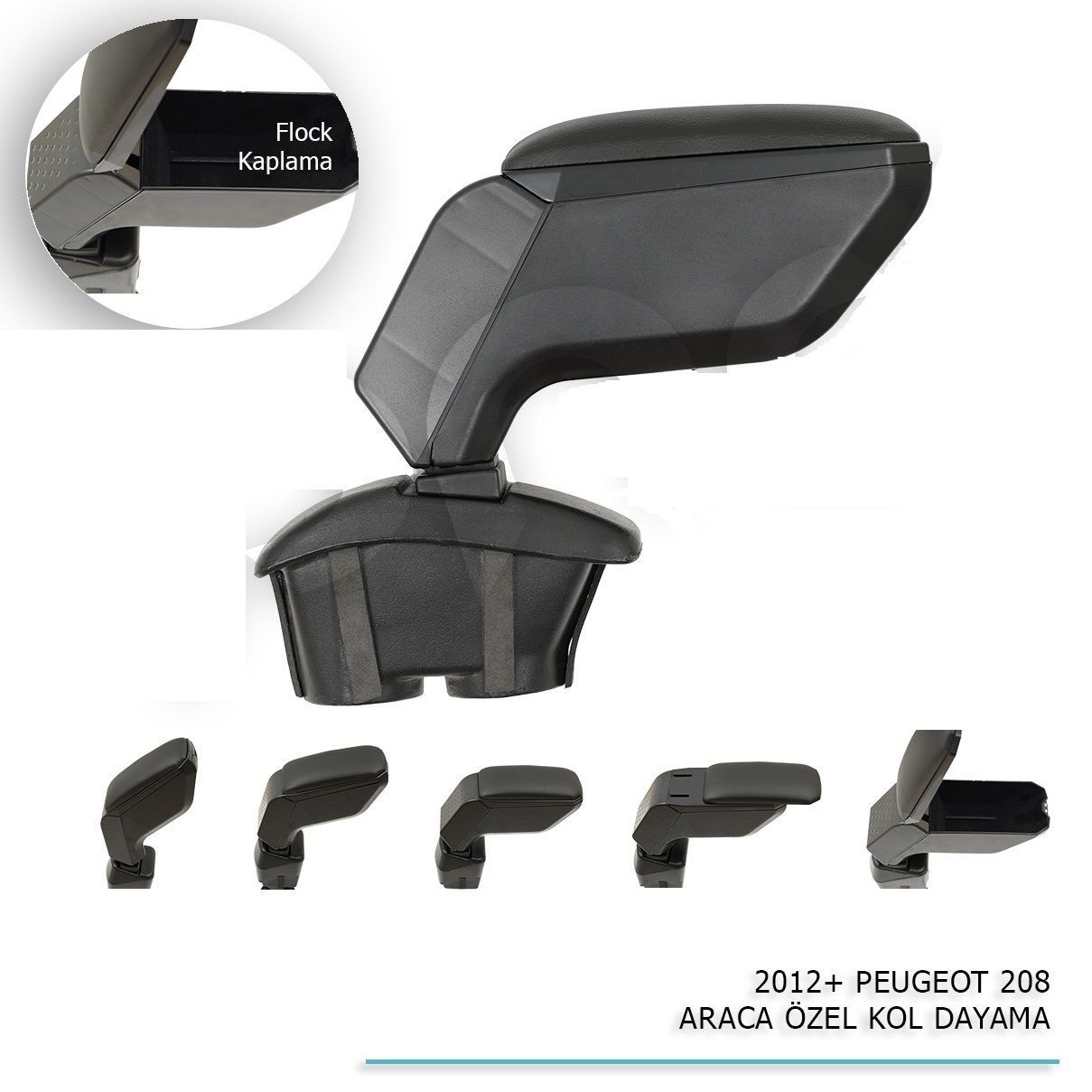 Peugeot 208 Uyumlu Araca Özel Kol Dayama Siyah 2012+ Parça