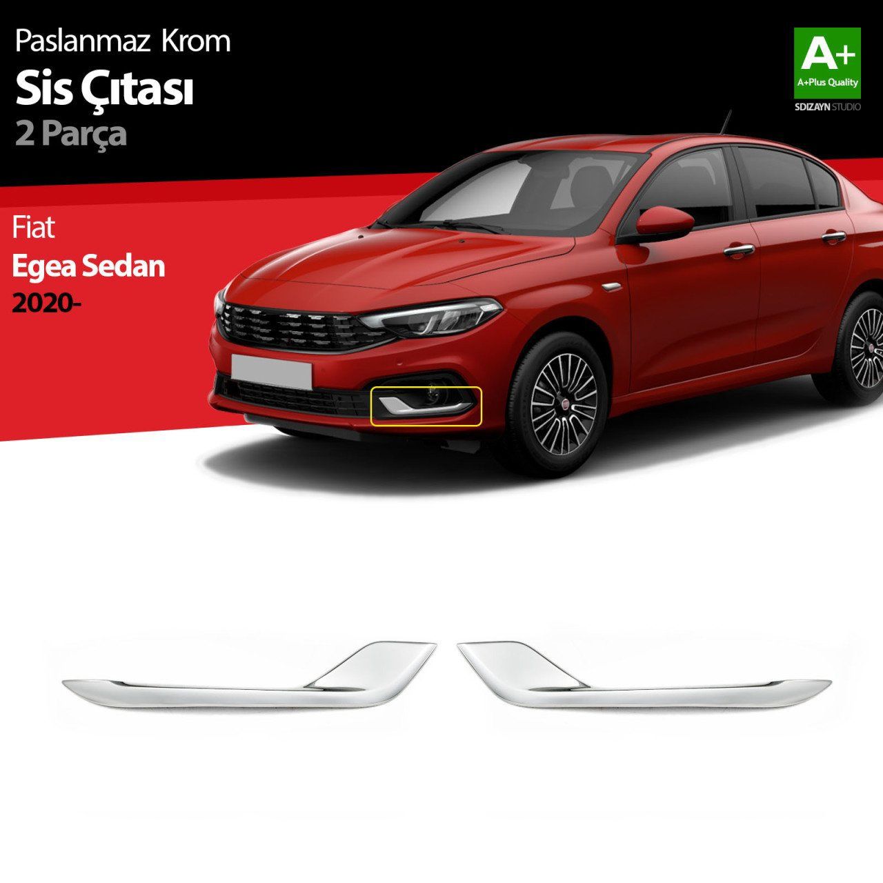 Fiat Egea Uyumlu Sedan Krom Sis Çıtası 2 Parça. 2020 Üzeri