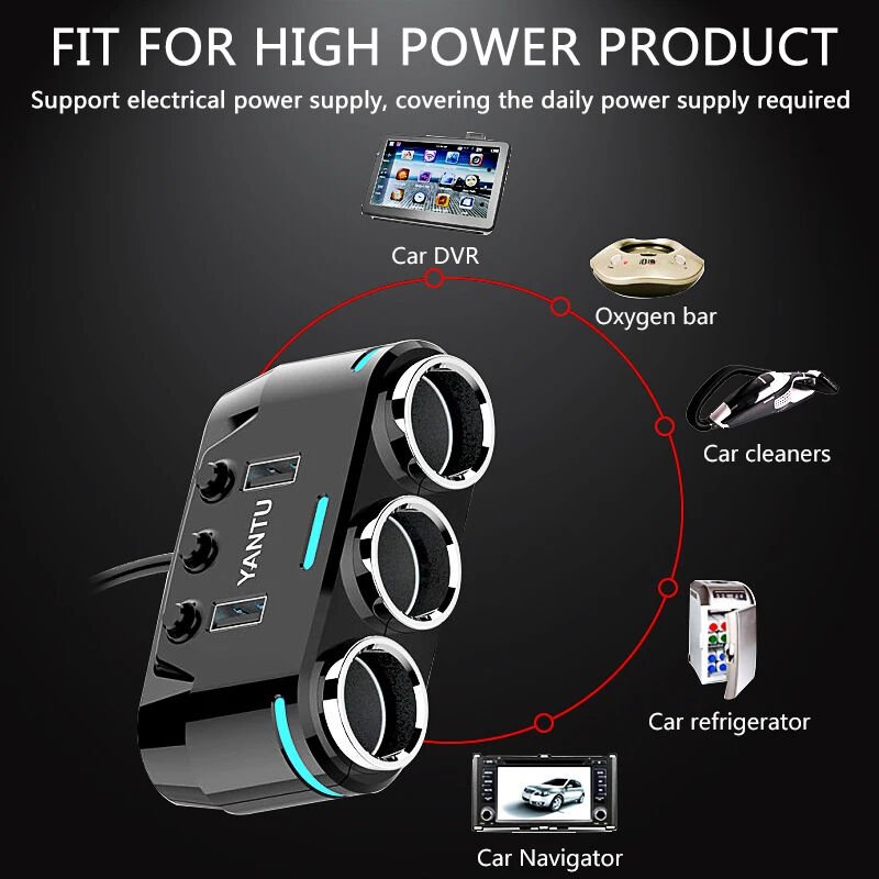 3'lü çakmak soketi 12V-24V 10A / ICCA114