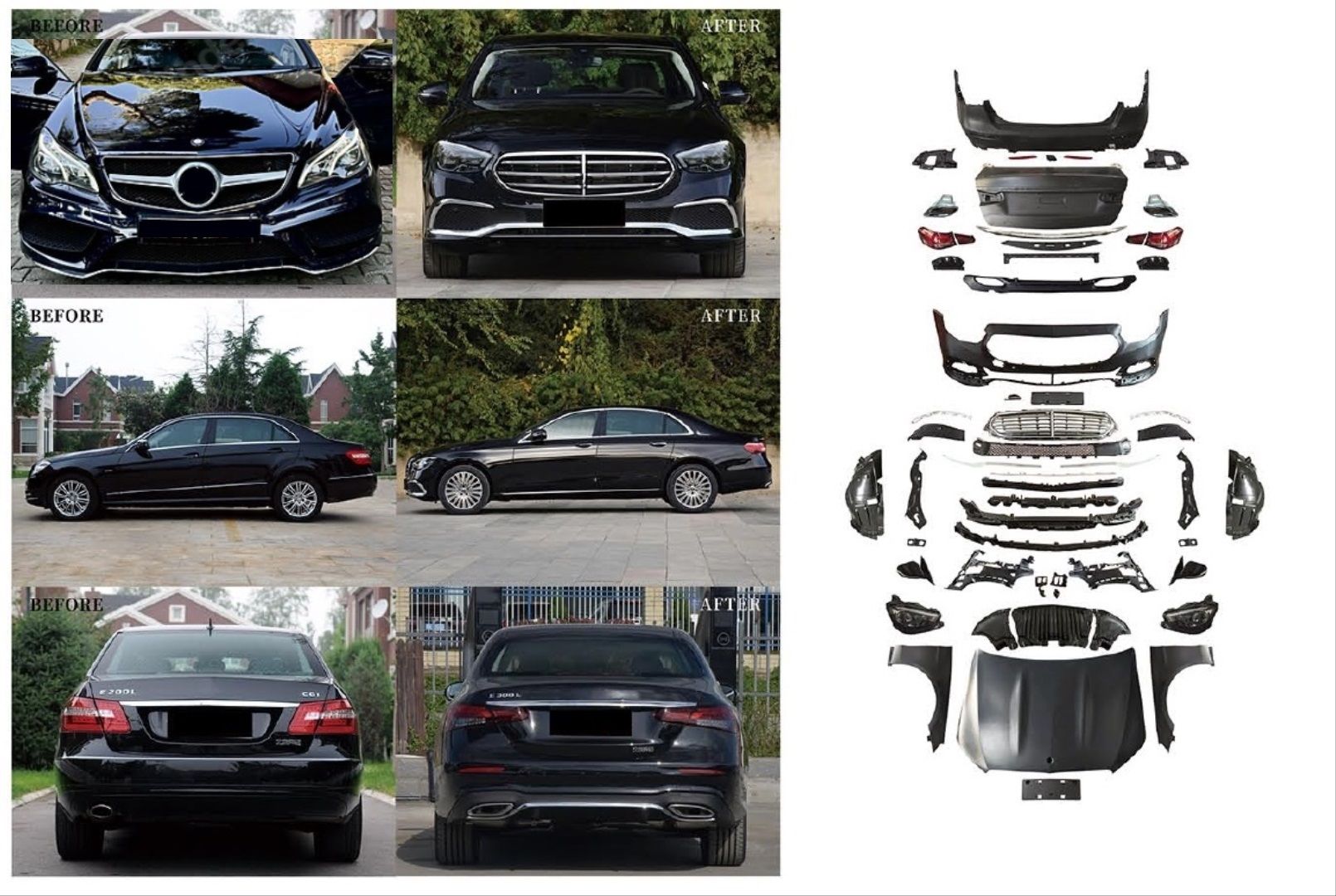 W212 (2014-2016) Lcı İçin 2020+ W213 Exclusive Görünüm Full Facelift Body Kıt