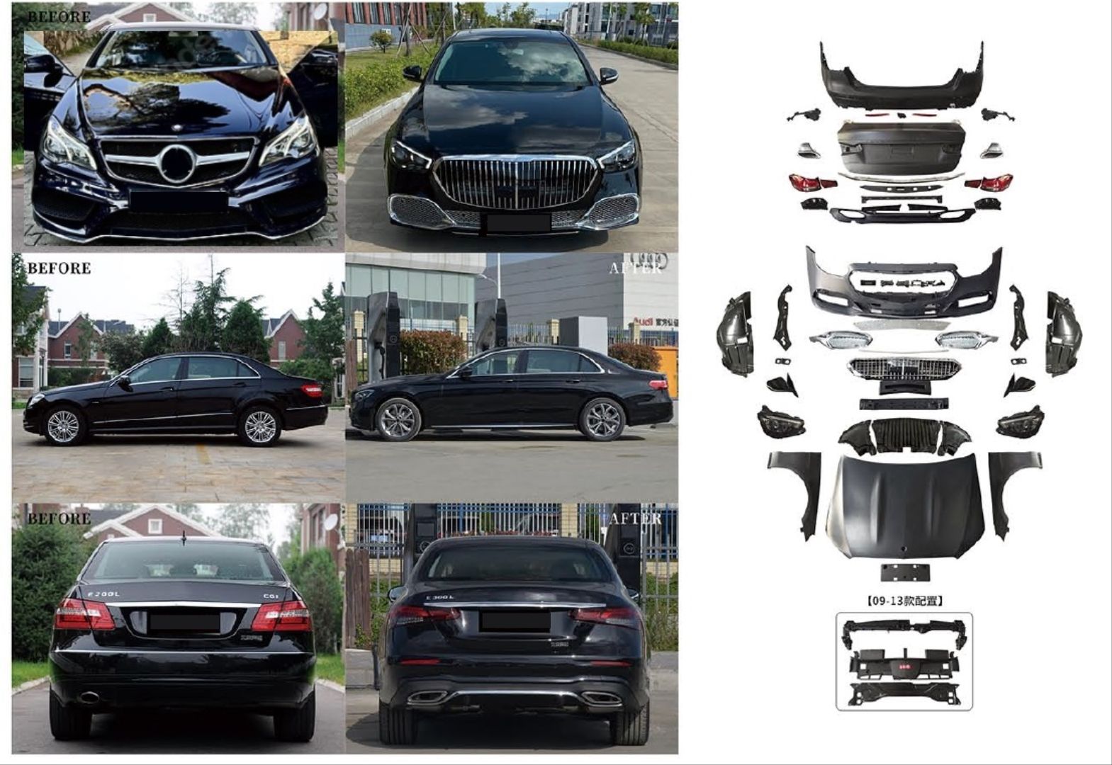 W212 (2014-2016) Lcı İçin 2020+ W213 Maybach Görünüm Full Facelift Body Kıt