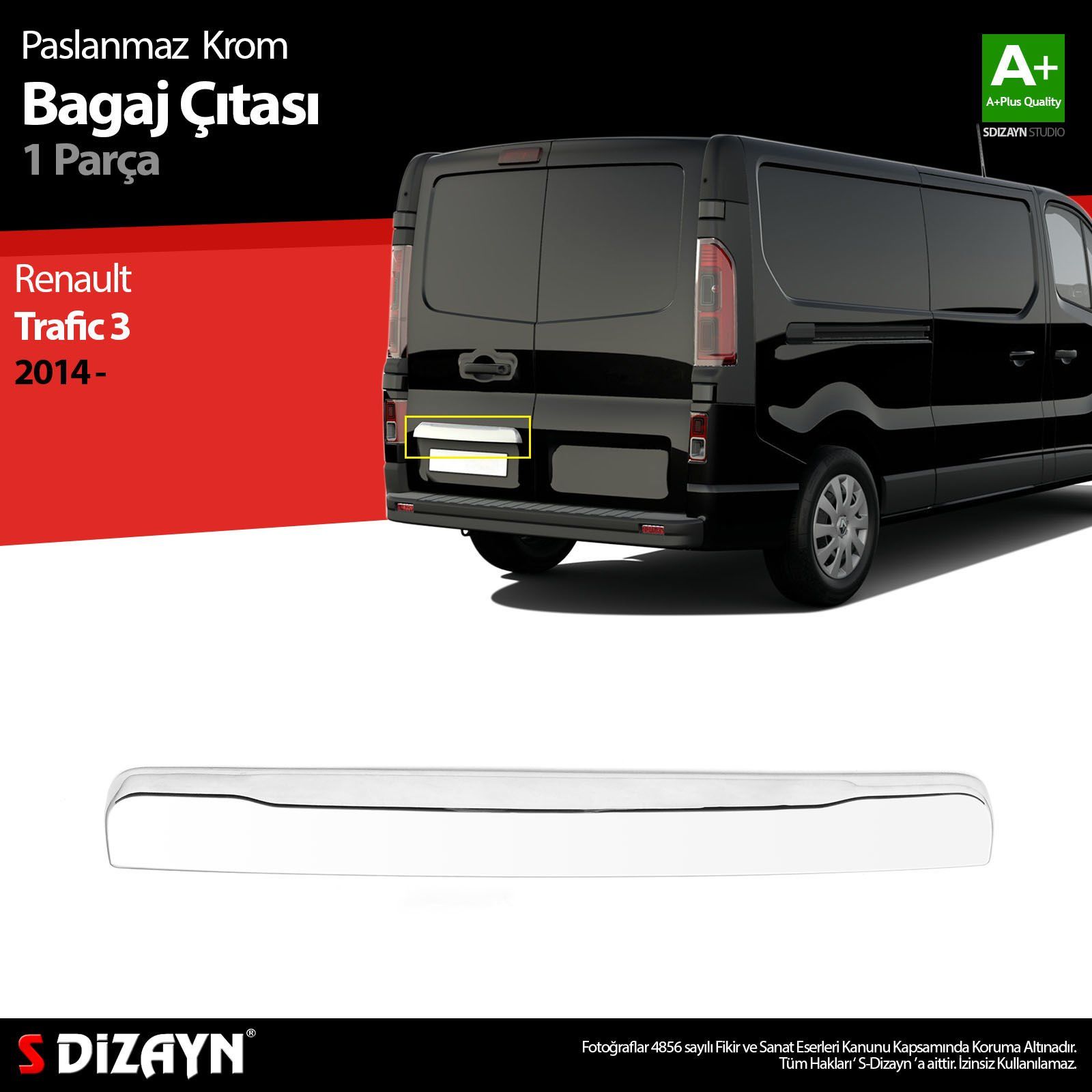 Renault Traffic Uyumlu Krom Bagaj Çıtası (Çift Kapılı) 2014 Üzeri Parça