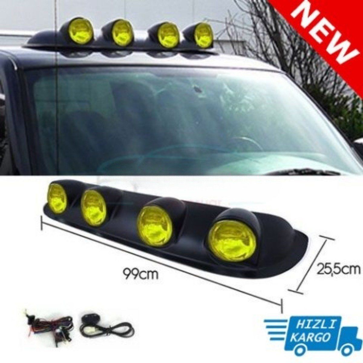 Off Road Uyumlu Sis Farı Tavan Sis Lambası 4 Lü Sarı