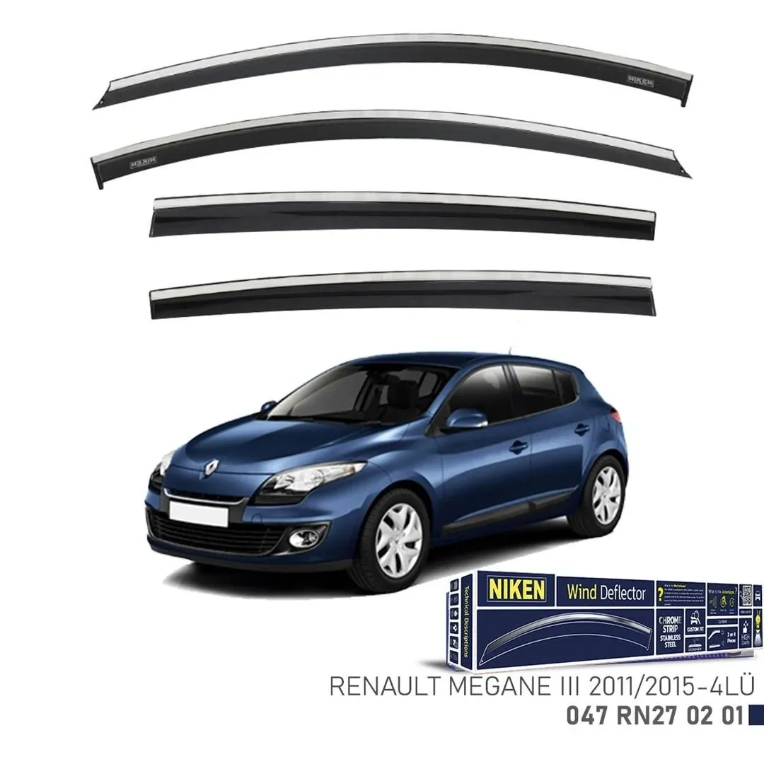 Niken Renault Megane 3 2011-2015 Kromlu Cam Rüzgarlığı 4 LÜ