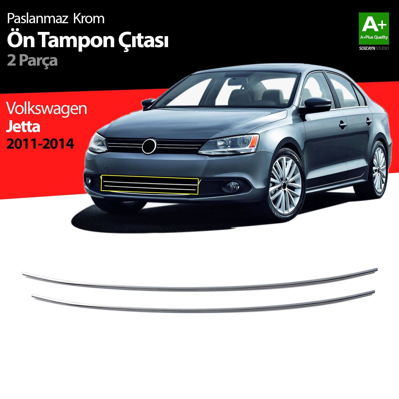 Volkswagen Jetta Uyumlu Krom Ön Tampon Çıta 2 Parça 2011-2014