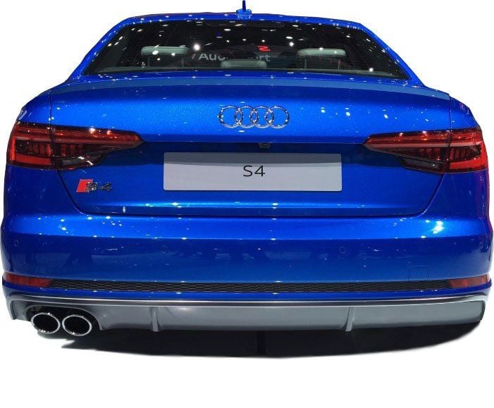 Audi A4 Uyumlu B9 2016 Sonrası S4 Soldan Çift Çıkış Arka Tampon Eki - Difüzör (Plastik)