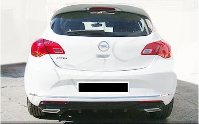 Opel Astra Uyumlu J Hatchback 2013 - 2015 Egzoz Görünümlü Arka Tampon Eki - Difüzör (Plastik)