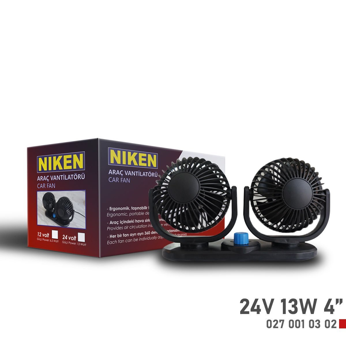 Niken Küçük Çift Başlı 24V Vantilatör 4 Inç 13W