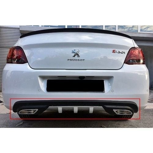 Peugeot 301 Uyumlu Egzoz Görünümlü Universal Arka Tampon Eki - Difüzör (Plastik)