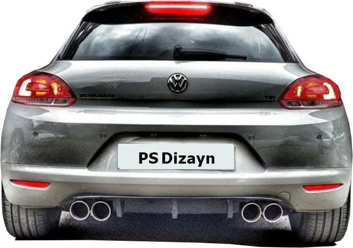 Volkswagen Scirocco Uyumlu (2009-2014) Makyajsız Ps Arka Tampon Eki - Difüzör (Plastik)