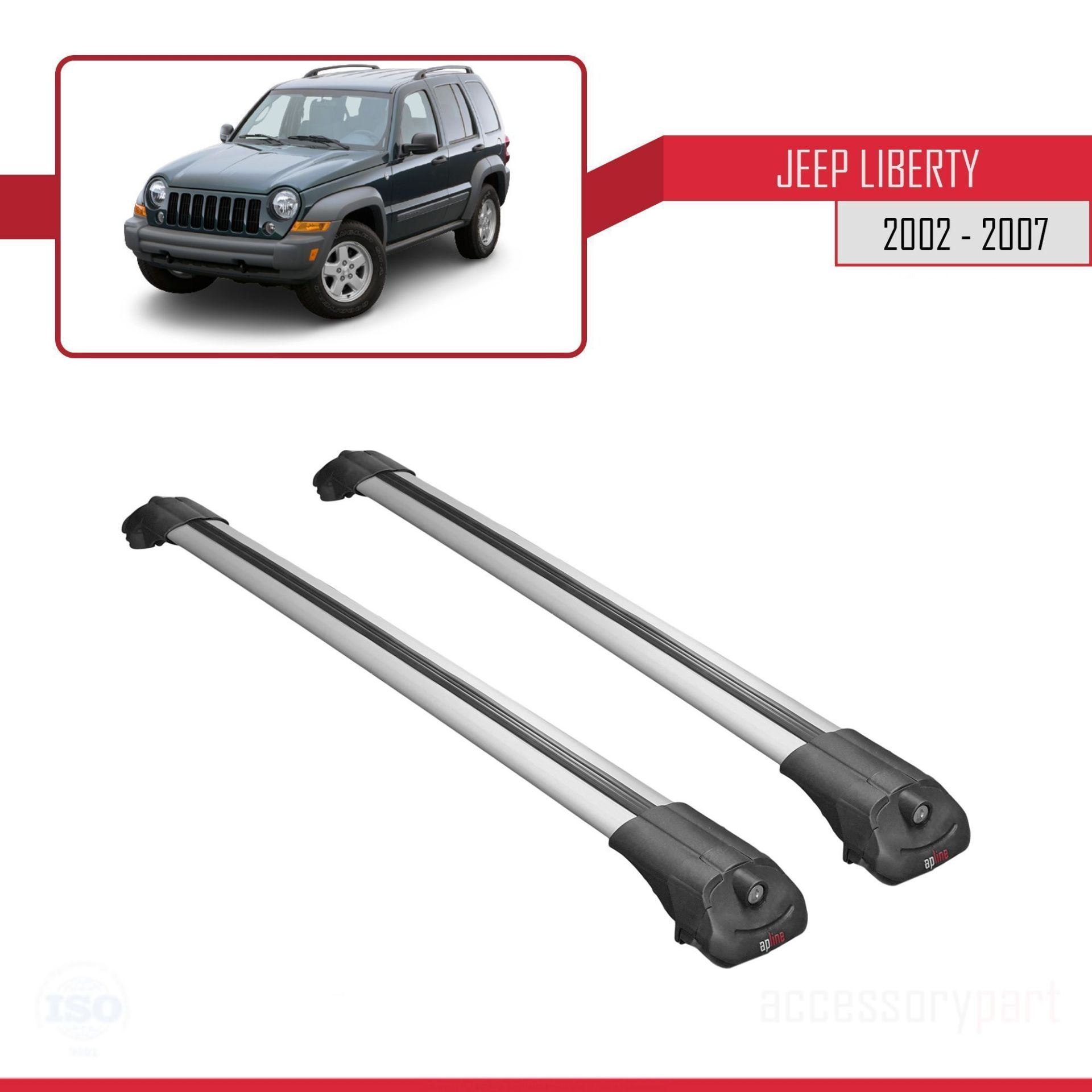Jeep Liberty 2002-2007 Arası ile uyumlu ACE-1 Ara Atkı Tavan Barı GRİ