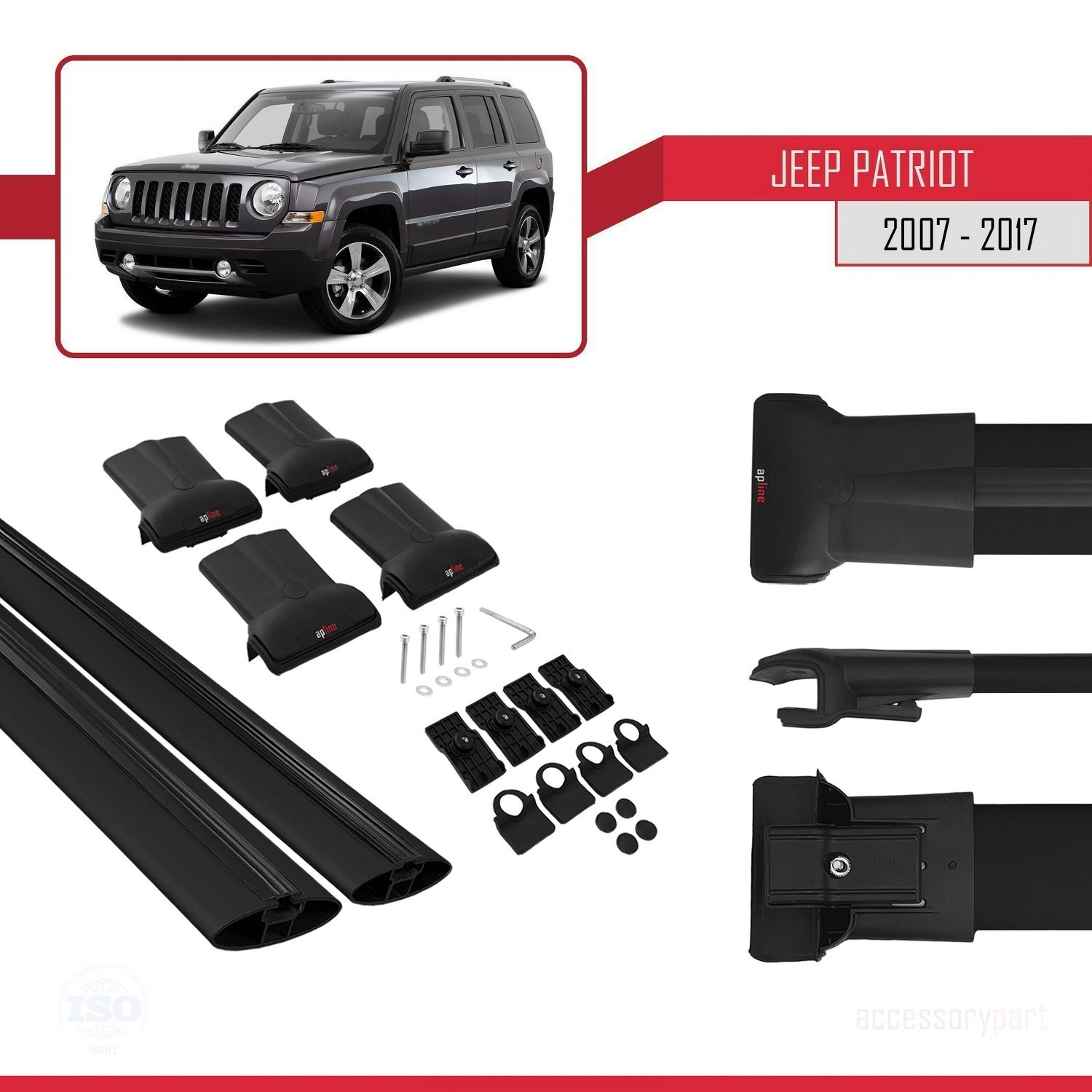 Jeep Patriot 2007-2017 Arası ile uyumlu FLY Model Ara Atkı Tavan Barı SİYAH
