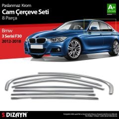 Bmw 3 Uyumlu Serisi F30 Krom Cam Çerçeve Seti 8 Parça 2012 Üzeri