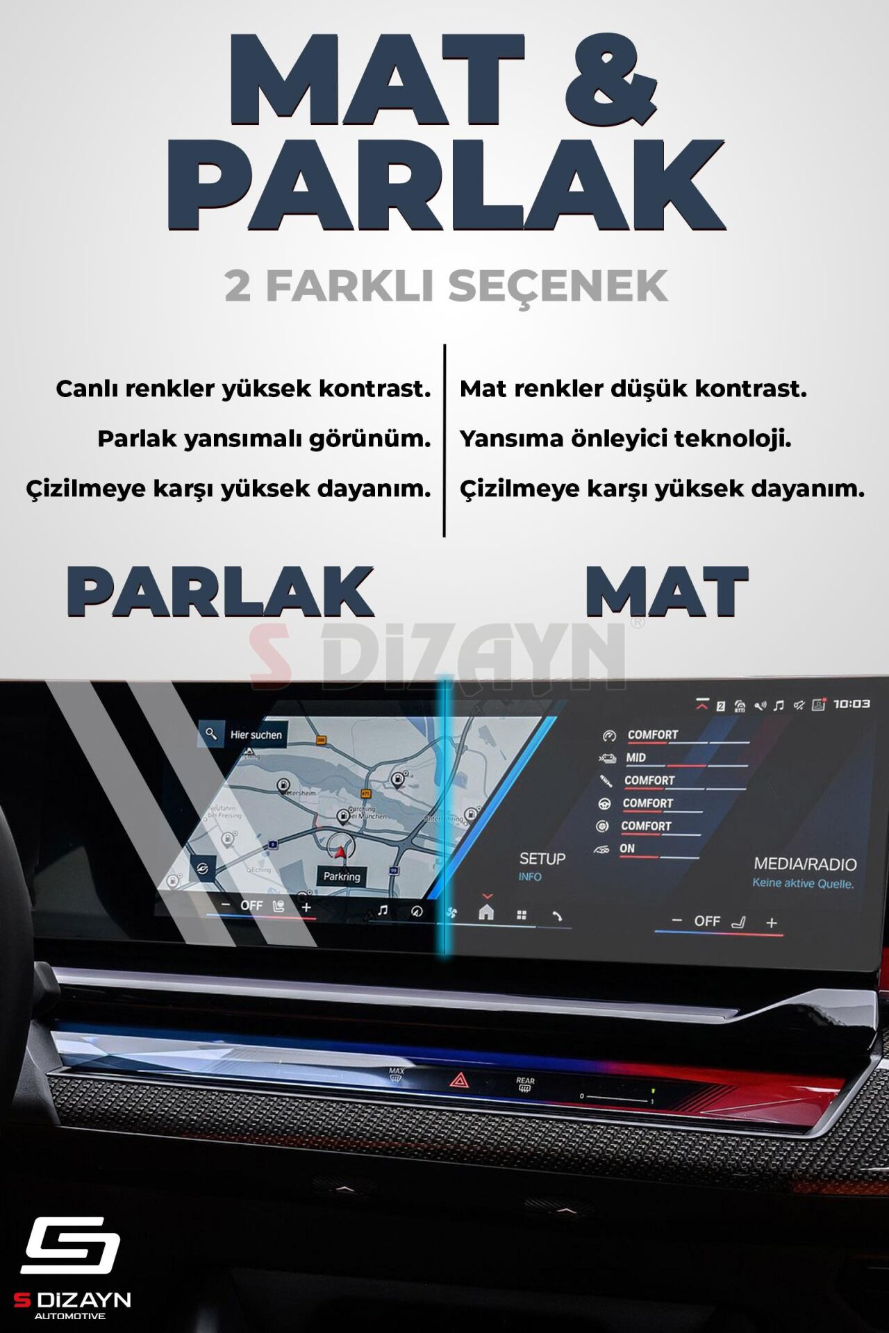 S-Dizayn Mercedes S Serisi 12.8 İnç 9H Nano Multimedya Ekran Koruyucu (PARLAK) 2018-2024 A+ Kalite