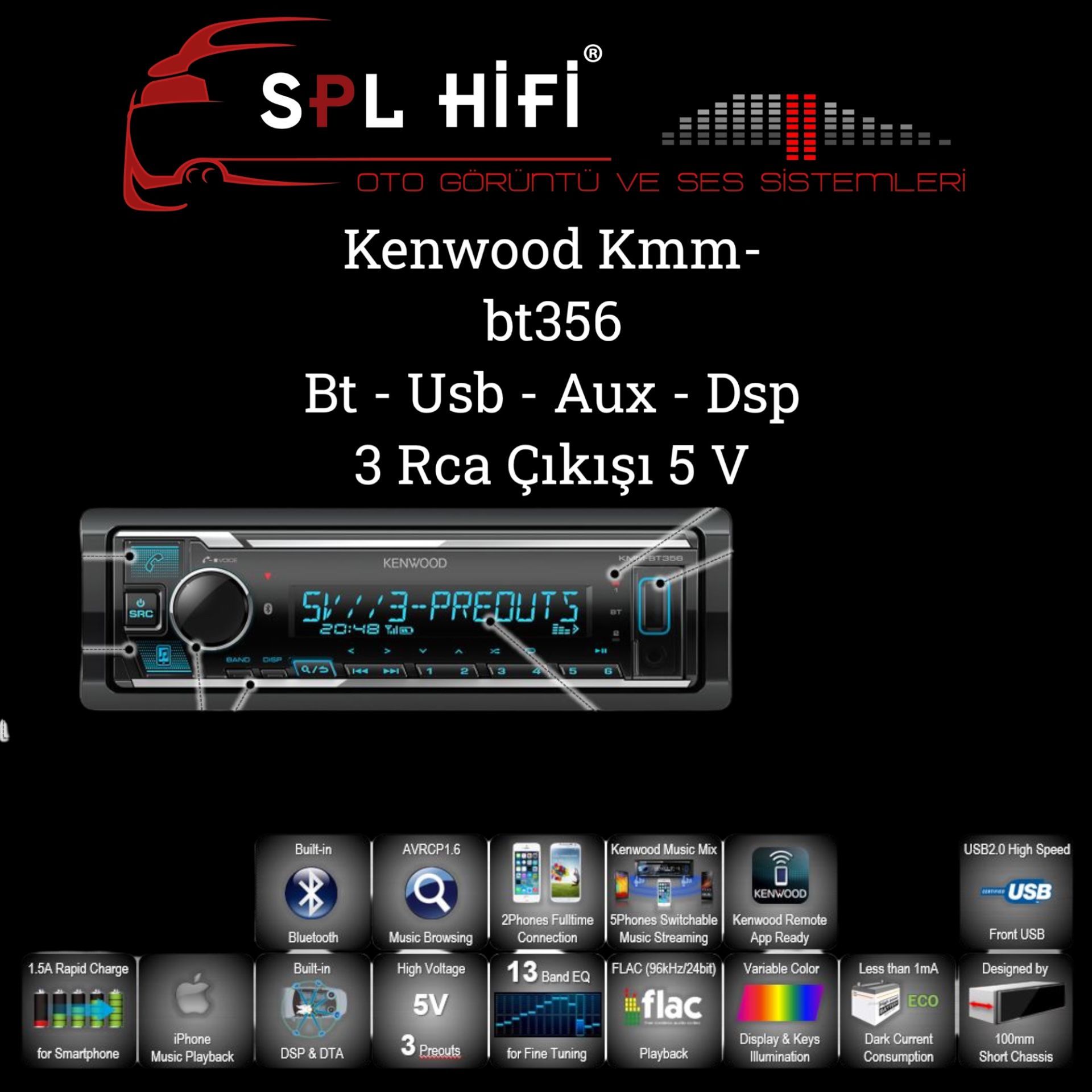 Kenwood Kmm Uyumlu Bt356 Türkiye Resmi Garantili Splhifi