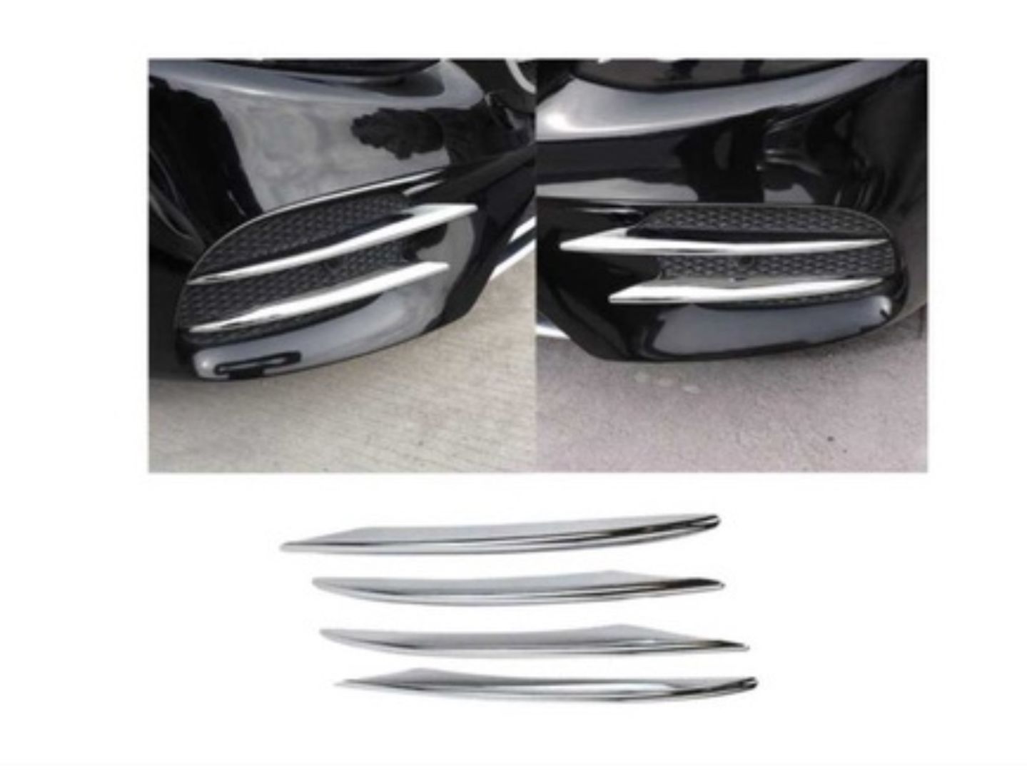 Mercedes W205 Uyumlu 2019+ Sis Kasları 4 Parça (Sis Bıçakları) (Krom)
