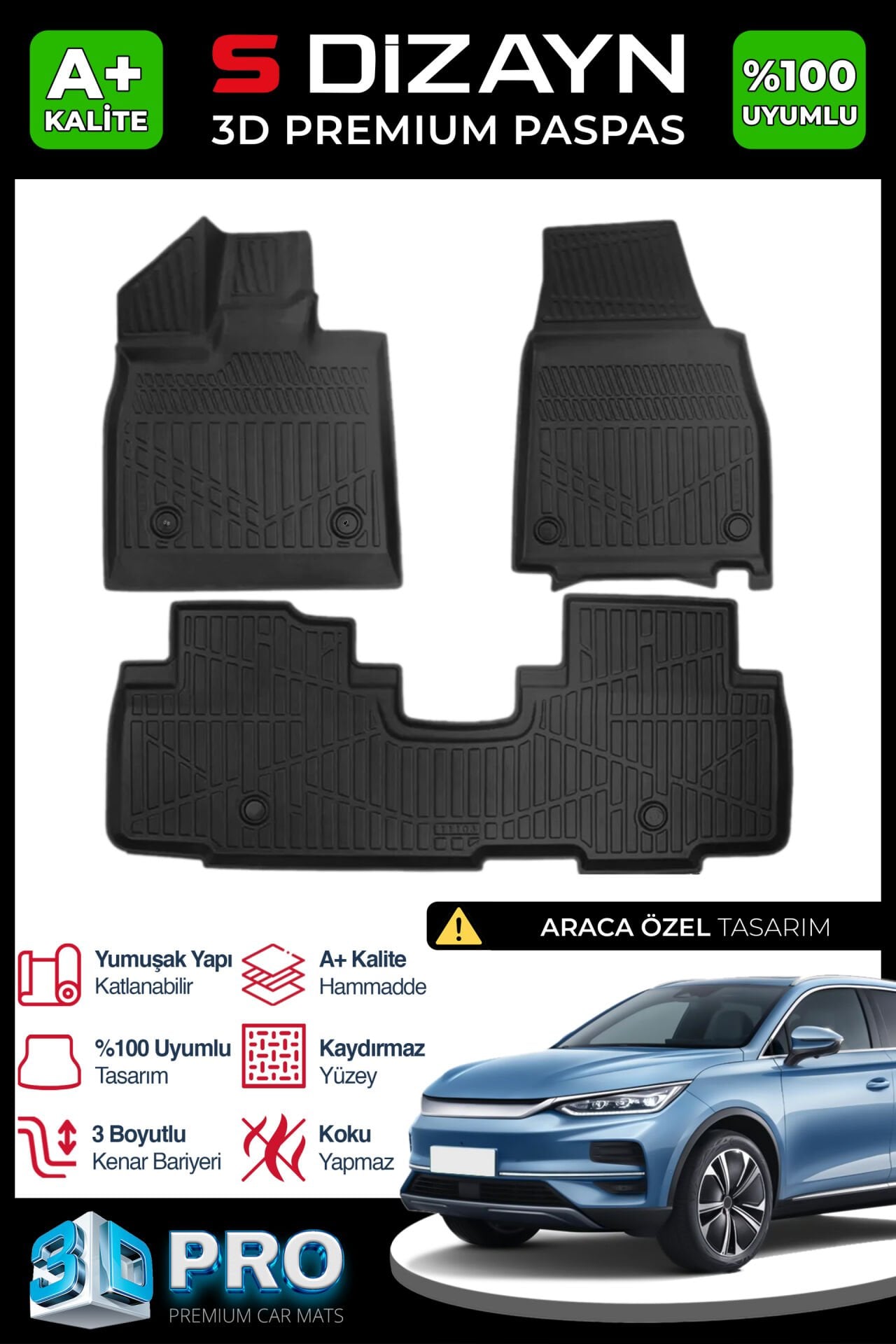 S-Dizayn BYD Tang 3D Pro Havuzlu Paspas 2025 Üzeri A+ Kalite