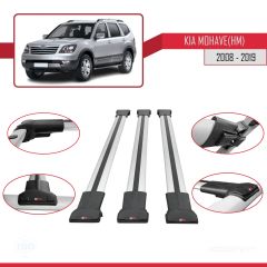 Kia Mohave (HM) 2008-2019 Arası ile Uyumlu FLY Model Ara Atkı Tavan Barı GRİ 3 ADET BAR