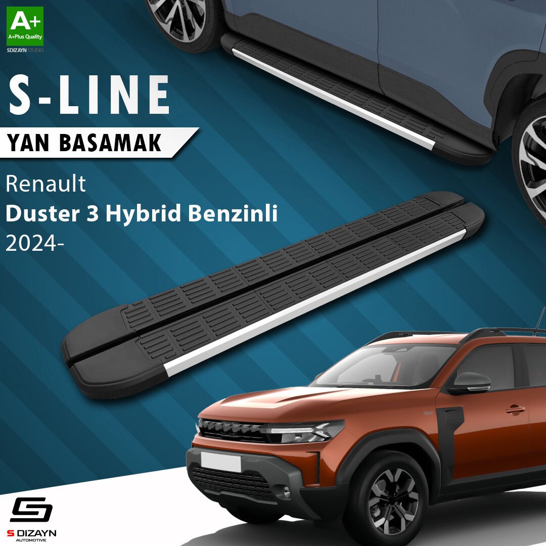 S-Dizayn Renault Duster 3 Hybrid Benzinli S-Line Aluminyum Yan Basamak 183 Cm 2024 Üzeri A+ Kalite