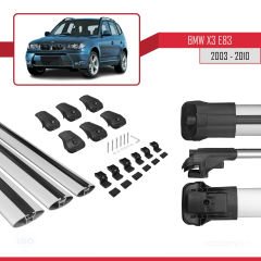 BMW X3 E83 2003-2010 Arası ile uyumlu ACE-1 Ara Atkı Tavan Barı GRİ 3 ADET BAR