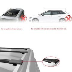 Ford Connect 2002-2013 Arası ile uyumlu FLY Model Ara Atkı Tavan Barı SİYAH 3 ADET BAR