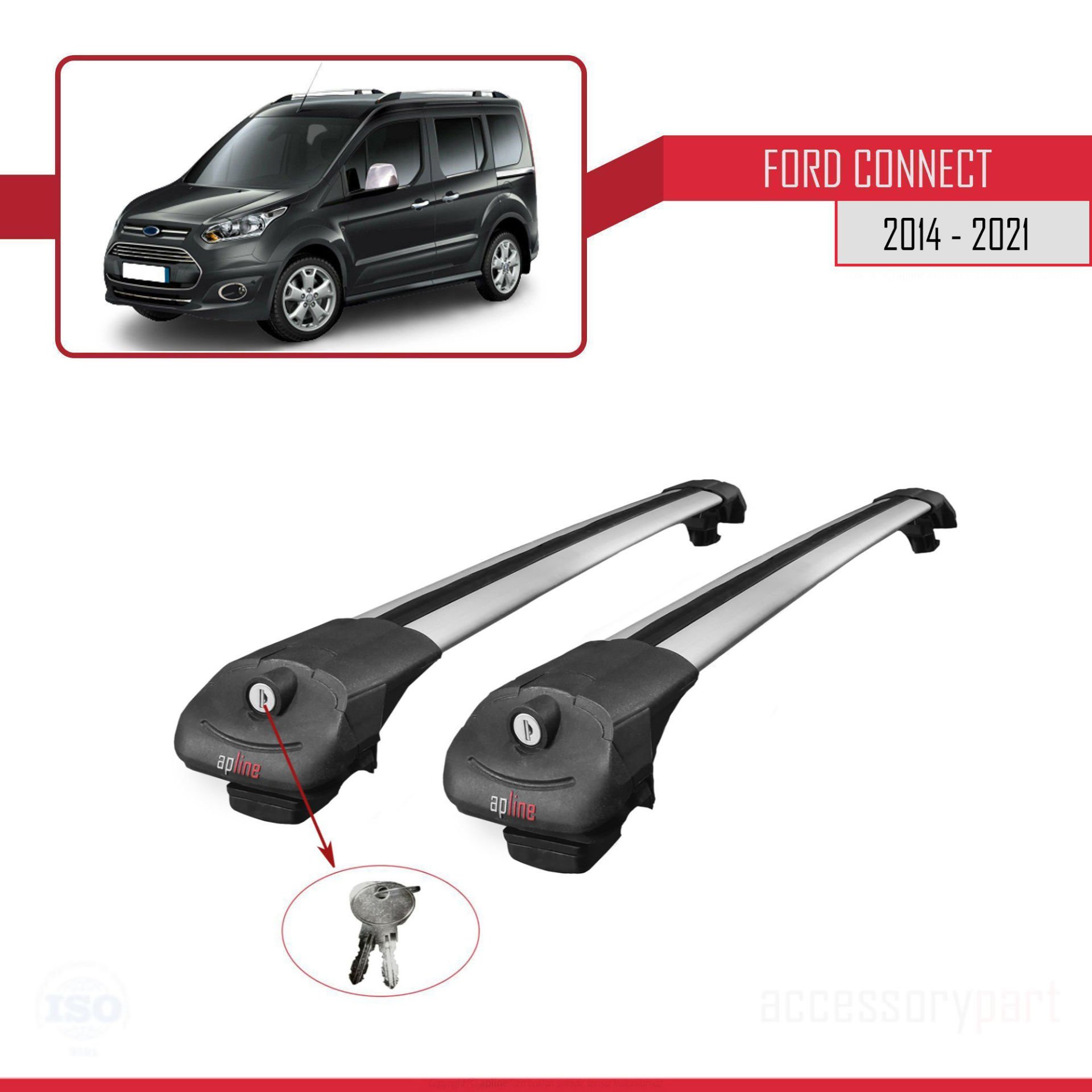 Ford Connect 2014-2021 Arası ile uyumlu ACE-1 Ara Atkı Tavan Barı GRİ