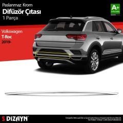 Volkswagen T-Roc Uyumlu Krom Difüzör Çıtası Orta Parça 2019 Üzeri Parça