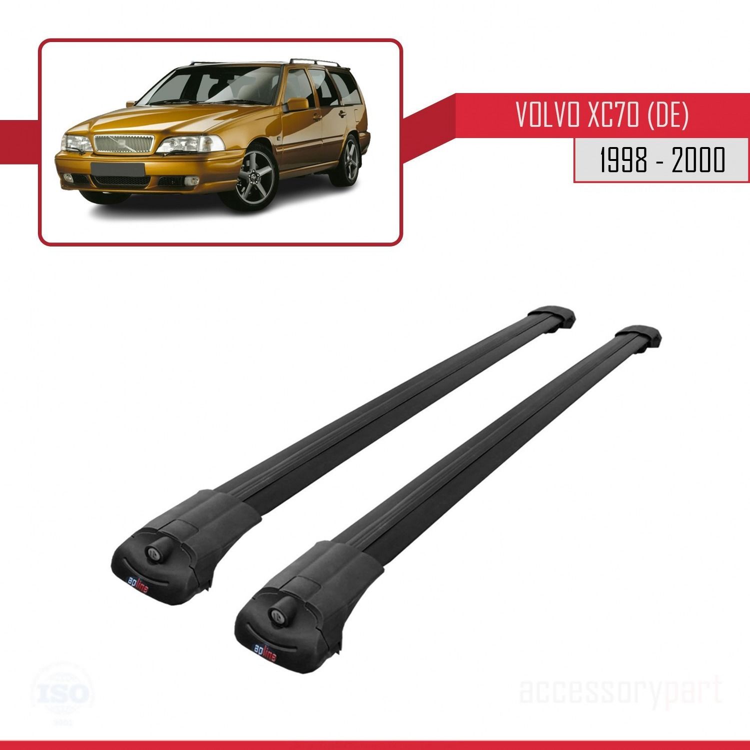 Volvo XC70 (DE) 1998-2000 Arası ile uyumlu ACE-1 Ara Atkı Tavan Barı SİYAH