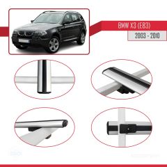 BMW X3 E83 2003-2010 Arası ile uyumlu Basic Model Ara Atkı Tavan Barı GRİ 3 ADET