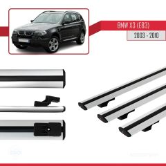 BMW X3 E83 2003-2010 Arası ile uyumlu Basic Model Ara Atkı Tavan Barı GRİ 3 ADET