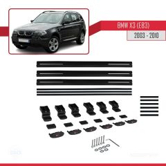 BMW X3 E83 2003-2010 Arası ile uyumlu Basic Model Ara Atkı Tavan Barı SİYAH 3 ADET