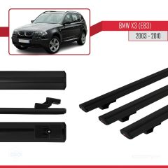 BMW X3 E83 2003-2010 Arası ile uyumlu Basic Model Ara Atkı Tavan Barı SİYAH 3 ADET