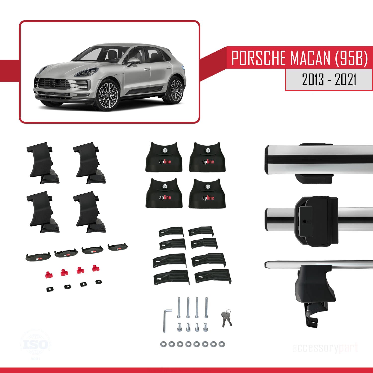 Porsche Macan (95B) 2013-2021 Arası ile uyumlu ACE-4 Ara Atkı Tavan Barı GRİ