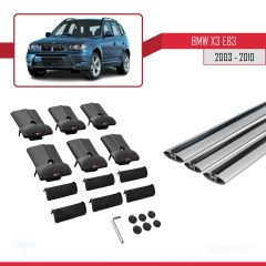 BMW X3 E83 2003-2010 Arası ile uyumlu FLY Model Ara Atkı Tavan Barı GRİ 3 ADET BAR