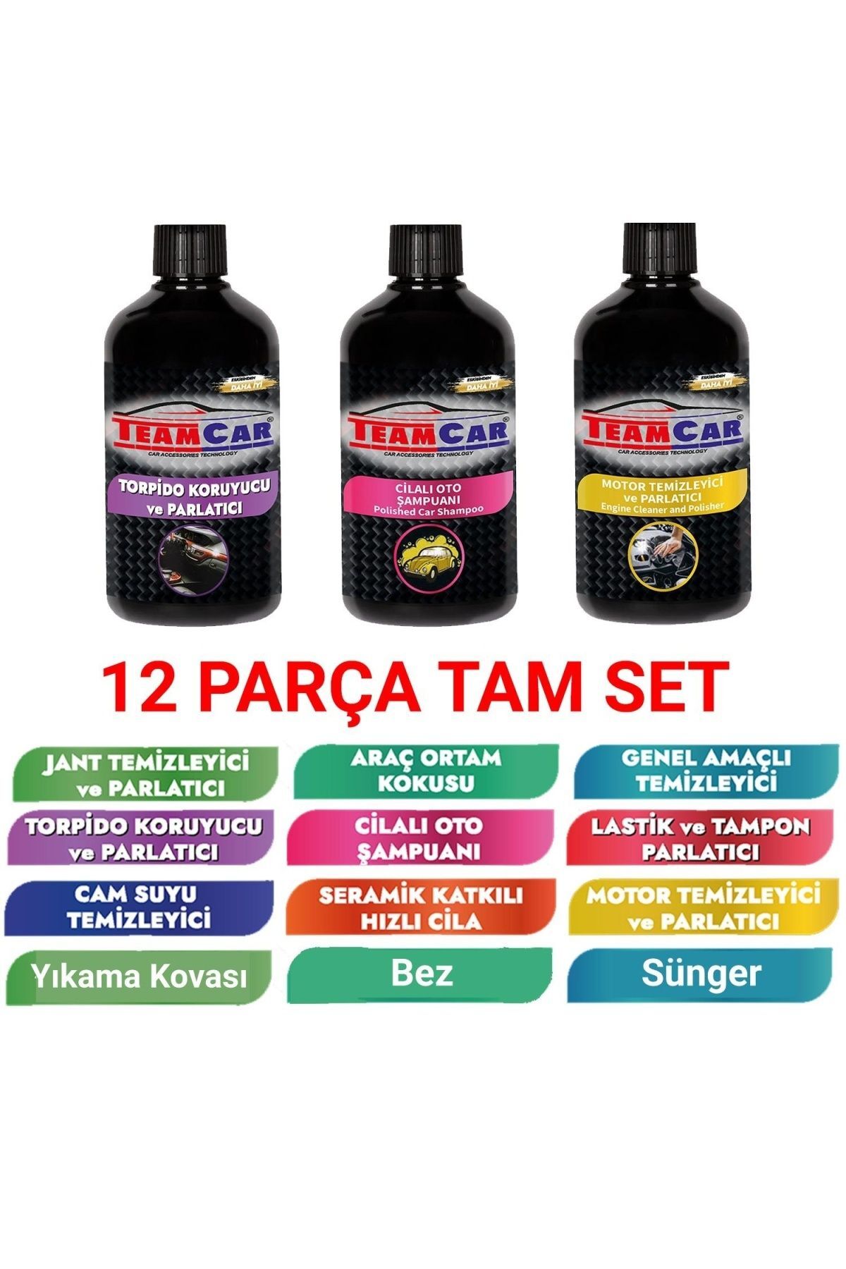 Yazlık Araç Yıkama Bakım Seti Kova 12 Parçalı Efsane Set