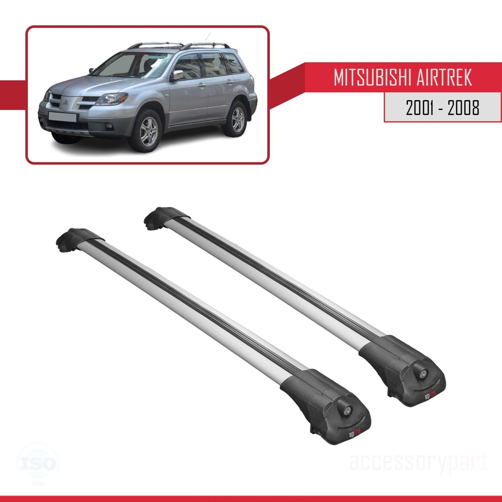 Mitsubishi Airtrek 2001-2008 Arası ile uyumlu ACE-1 Ara Atkı Tavan Barı GRİ