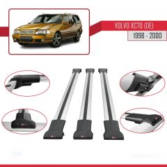 Volvo XC70 (DE) 1998-2000 Arası ile Uyumlu FLY Model Ara Atkı Tavan Barı GRİ 3 ADET BAR