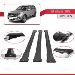 Kia Mohave (HM2) 2020 ve Sonrası ile Uyumlu FLY Model Ara Atkı Tavan Barı SİYAH 3 ADET BAR