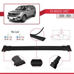 Kia Mohave (HM2) 2020 ve Sonrası ile Uyumlu FLY Model Ara Atkı Tavan Barı SİYAH 3 ADET BAR