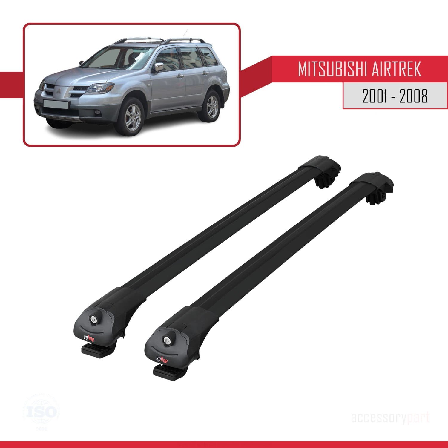 Mitsubishi Airtrek 2001-2008 Arası ile uyumlu ACE-1 Ara Atkı Tavan Barı SİYAH