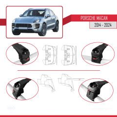 Porsche MACAN 2014 ve Sonrası ile uyumlu ACE-2 Ara Atkı Tavan Barı SİYAH