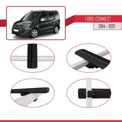 Ford Connect 2014-2021 Arası ile uyumlu Basic Model Ara Atkı Tavan Barı SİYAH 3 ADET