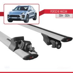 Porsche MACAN 2014 ve Sonrası ile uyumlu HOOK Model Anahtar Kilitli Ara Atkı Tavan Barı GRİ