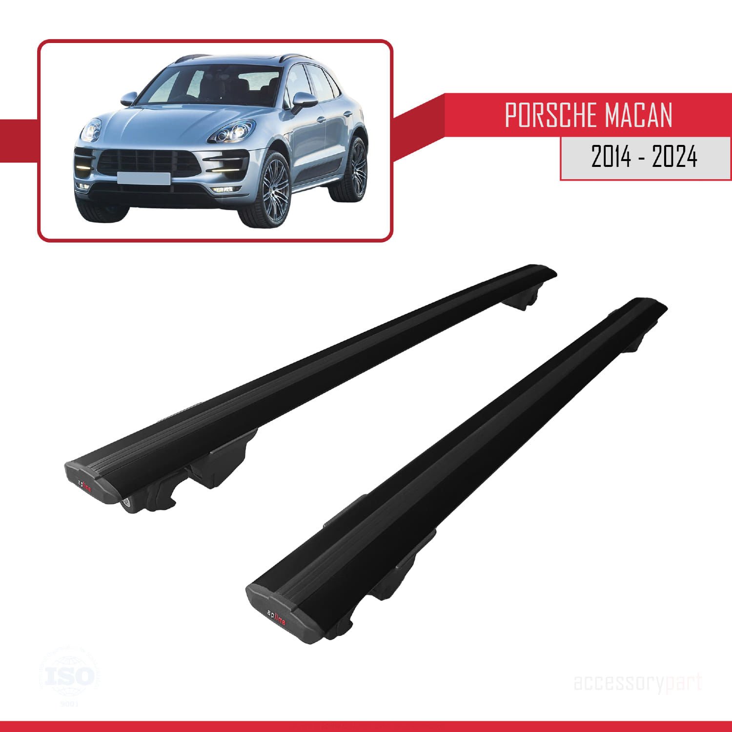 Porsche MACAN 2014 ve Sonrası ile uyumlu HOOK Model Anahtar Kilitli Ara Atkı Tavan Barı SİYAH